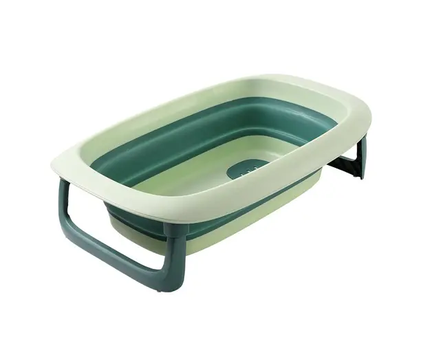 Cadita pliabila cu suprafata antiderapanta Little Mom Baby Swim Green