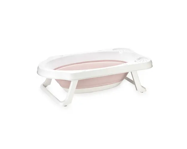 Cadita pliabila pentru bebelusi, 82 cm, cu dop de scurgere, Nordic Pink