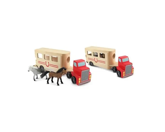 Melissa & Doug - Camion Transportor de Cai cu Remorca Melissa and Doug