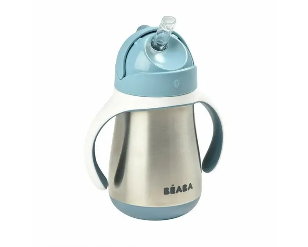 Cana cu pai din inox Beaba 250 ml Windy Blue
