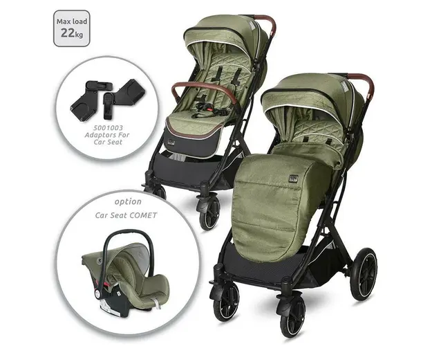 Carucior pentru nou-nascut Storm, pana la 22 kg, cadru aluminiu, Loden Green