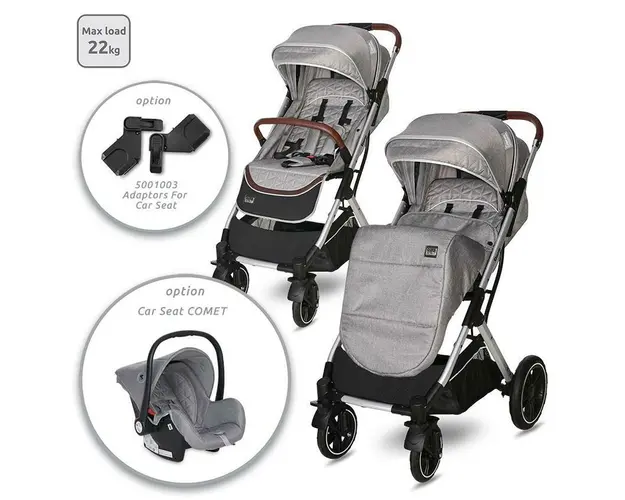 Carucior pentru nou-nascut Storm, pana la 22 kg, cadru aluminiu, Opaline Grey