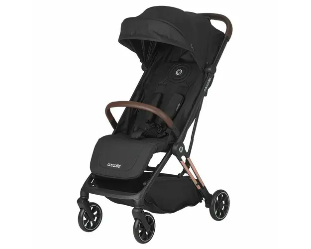 Carucior sport, Coccolle, Beyla Gold, Pana la 22 kg, Copertina extensibila, Cadru din aluminiu, Roti spuma, Cu pliere automata, 0-4 ani, Negru