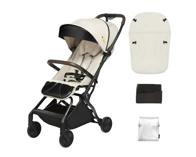 Carucior sport pliabil Skiddou Espoo+ Vanilla Delight, ultracompact pentru calatorii, Beige - Editie Limitata