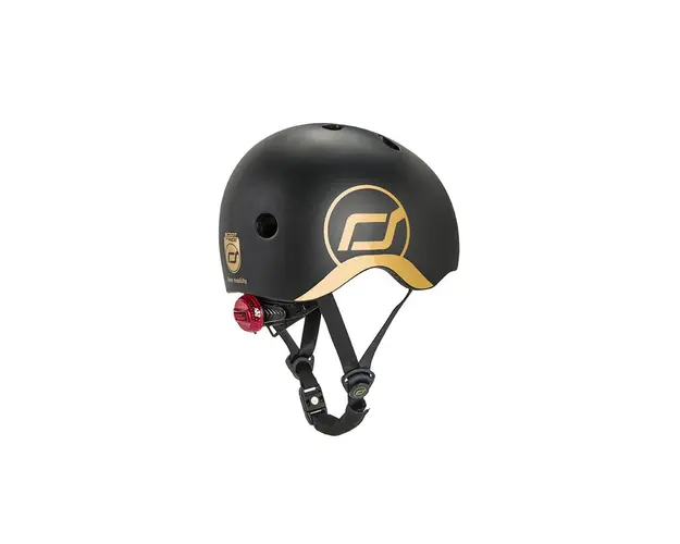 Casca de protectie pentru copii, sistem de reglare magnetic cu led, XXS-S, 45-51 cm, 1 an+, Black Gold, Scoot Ride