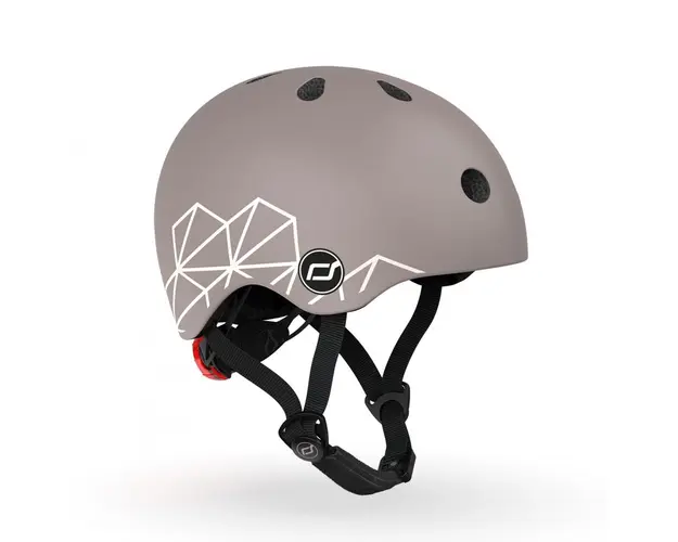 Casca de protectie pentru copii, sistem de reglare magnetic cu led, XXS-S, 45-51 cm, 1 an+, Brown Lines, Scoot Ride