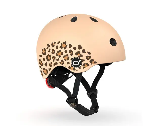 Casca de protectie pentru copii, sistem de reglare magnetic cu led, XXS-S, 45-51 cm, 1 an+, Leopard, Scoot Ride