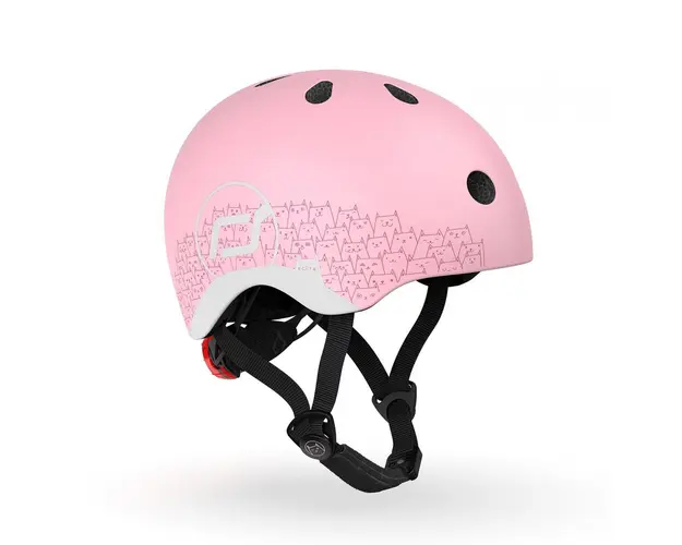 Casca de protectie pentru copii, sistem de reglare magnetic cu led, XXS-S, 45-51 cm, 1 an+, Rose Reflectorizant, Scoot Ride