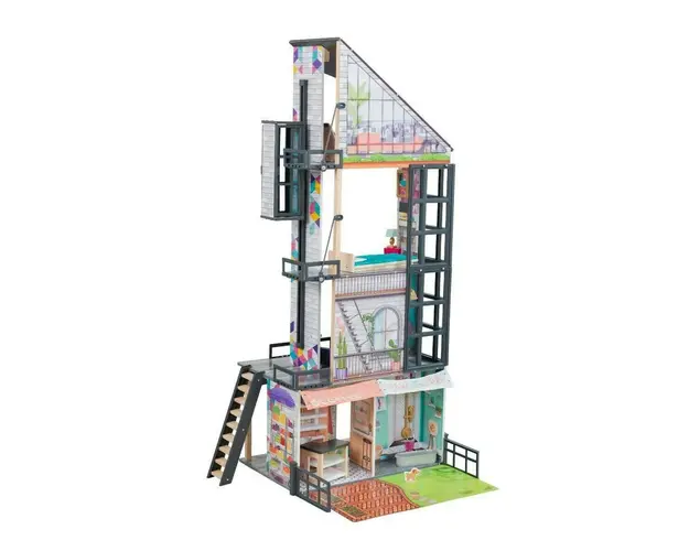 Casa de papusi, KidKraft, din lemn pentru papusi City Life