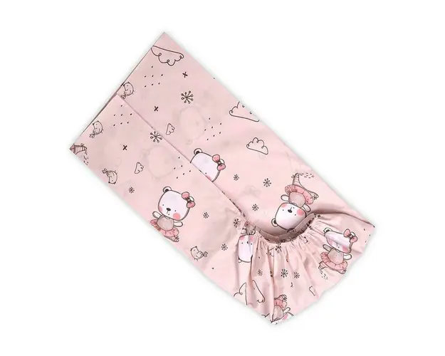 Cearceaf cu banda elastica, bumbac ranforce, 60x120 cm, Pink Ballerina Bear