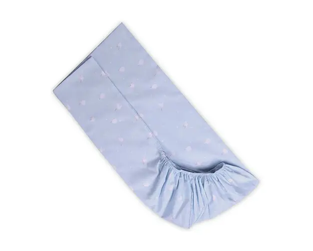 Cearceaf cu banda elastica, bumbac ranforce, 60x120 cm, Train Blue