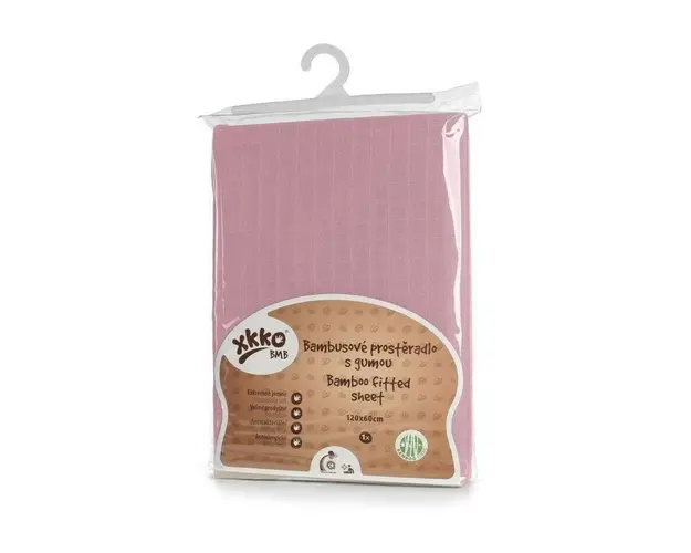 Xkko - Cearceaf cu elastic din bambus 60x120 cm Roz XKKO