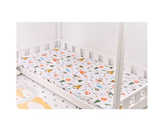 Cearsaf bumbac 100% model animalute pat casuta Montessorri 90x200 cm