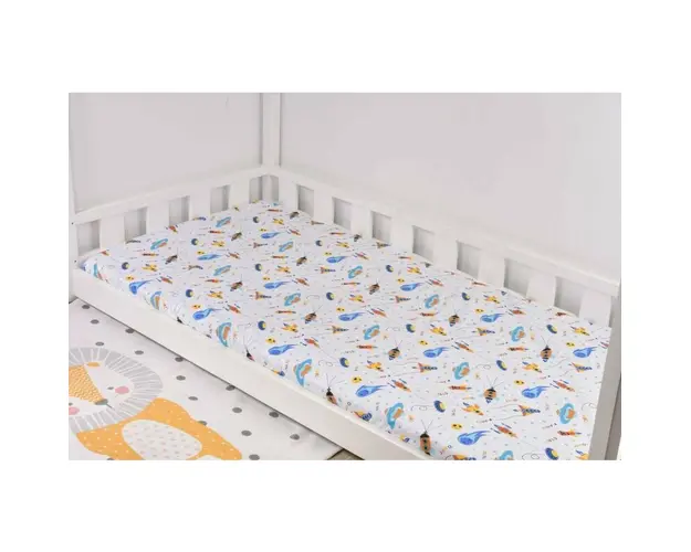 Cearsaf bumbac 100% model comete pat casuta Montessorri 90x200 cm