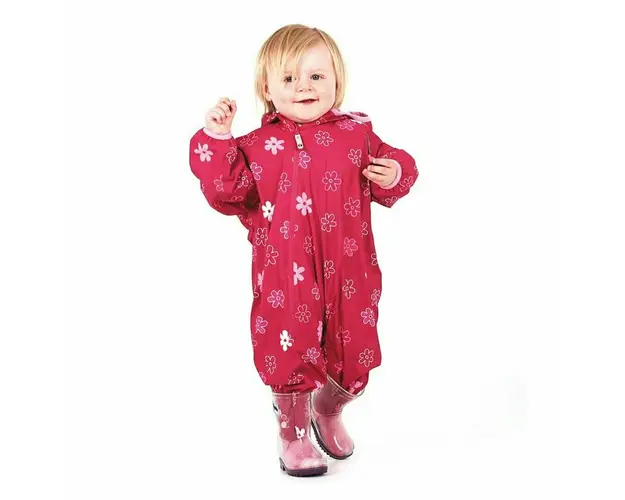 Combinezon Impermeabil Fleece Red Flowers 6-12 luni