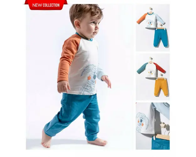 Compleu 2 piese Dogs pentru baietei, Tongs baby (Culoare: Albastru, Marime: 9-12 luni)
