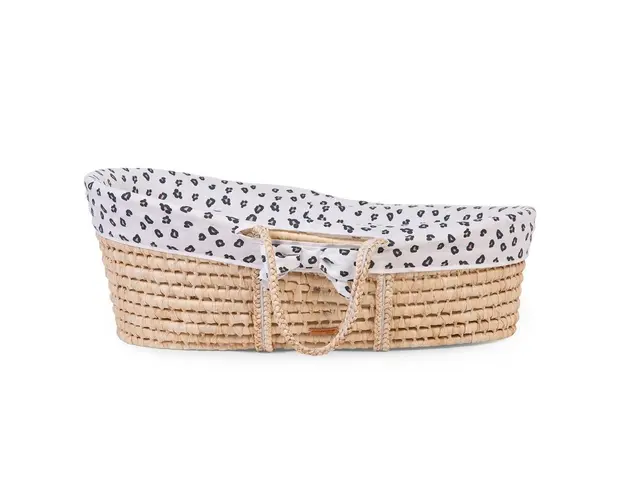 Cos bebe Childhome Moise din coji de porumb cu saltea, Husa Jerse Leopard
