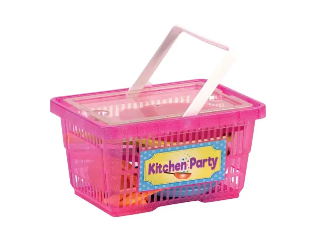 Cos de cumpararturi, Androni, Pentru copii, Include accesorii pentru joaca de-a bucataria, Plastic, 36 luni+, Roz