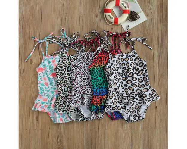 Costum de baie cu volan si bretelute Drool (Marime: 120, Model: Pete multicolore)