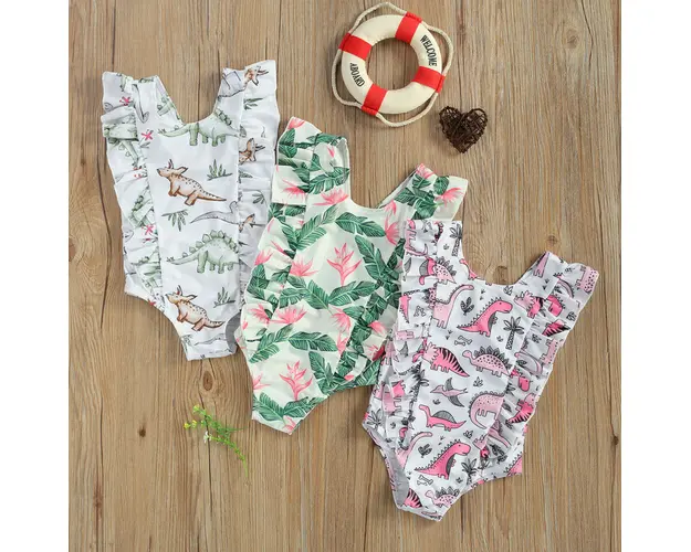 Costum de baie Jurassic Drool (Marime: 110, Model: Dinozauri roz)