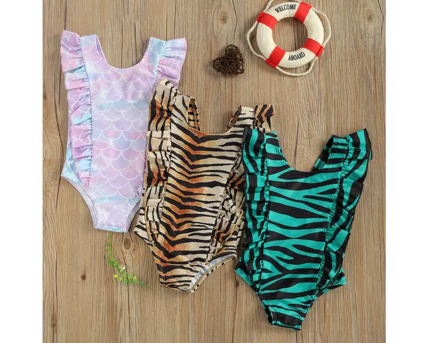 Costum de baie Leopard/Peste Drool (Culoare: Verde, Marime: 80)