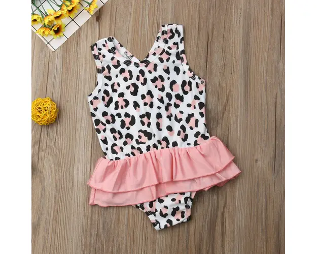 Costum de baie leopard roz cu volan Drool (Marime: 110)