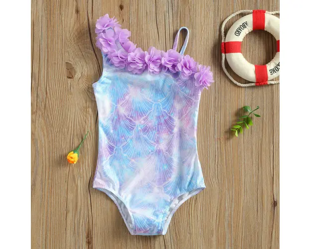 Costum de baie Sirena cu floricele aplicate Drool (Marime: 110)