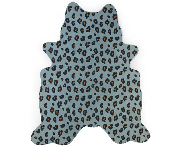Covor Bumbac Childhome 145x160 cm, Leopard Albastru