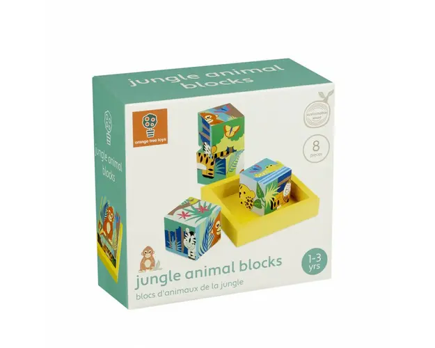 Cuburi cu animale din jungla, Orange Tree Toys