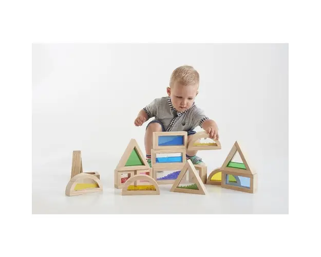Cuburi de constructii senzoriale, TickiT, set de 16 cuburi, multicolor