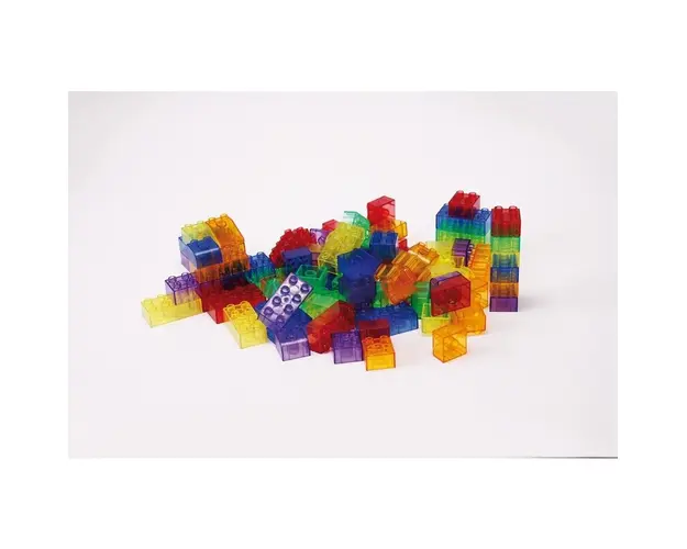Cuburi de constructii transparente, set de 90 piese, multicolor