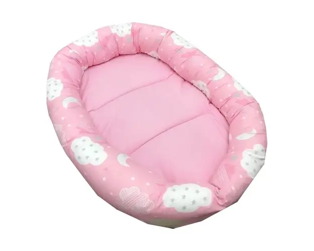 Cuib baby nest bebelusi forma ovala Roz cu norisori si luna