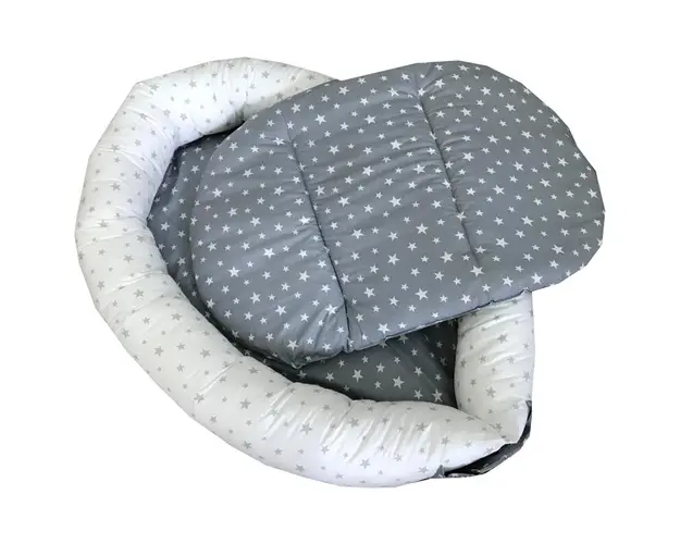 Cuib baby nest bebelusi forma ovala Stelute gri