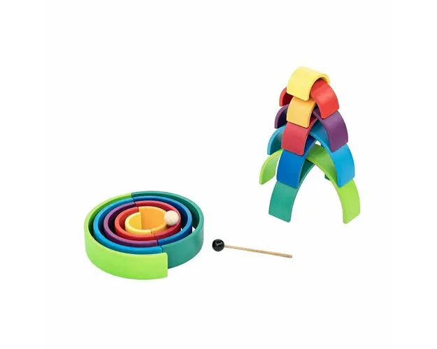 Curcubeu Montessori din lemn colorat, 9 piese @ leg&go