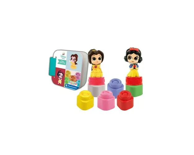 Set de construit, Clementoni, Disney Soft Clemmy Alba ca Zapada si Belle, 6 luni+, Multicolor