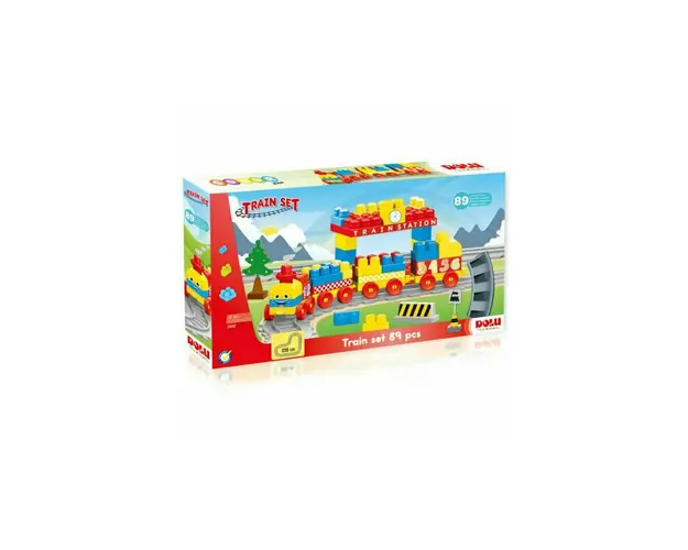 Set de constructii cu trenulet - 89 piese