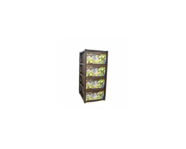 Dulap pentru depozitare, din plastic, 4 sertare cu floricele mici