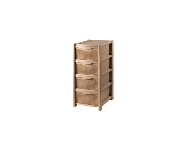Dulap perlat pentru depozitare, din plastic bej, 4 sertare, 50x40x90cm
