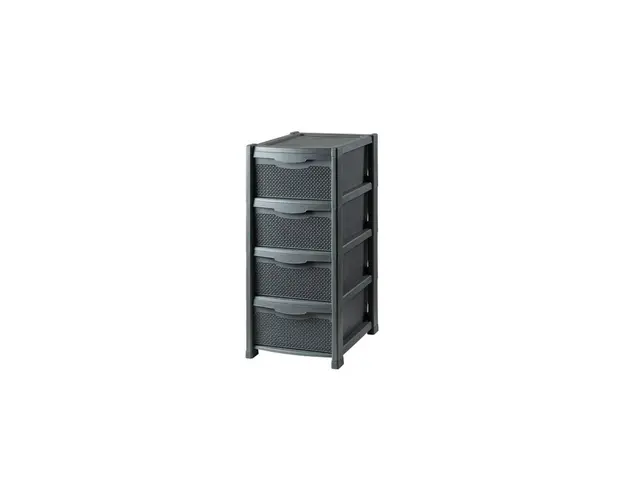 Dulap perlat pentru depozitare, din plastic gri, 4 sertare, 50x40x90cm
