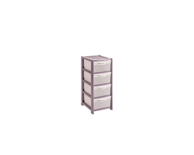 Dulap perlat pentru depozitare, din plastic mov, 4 sertare, 50x40x90cm