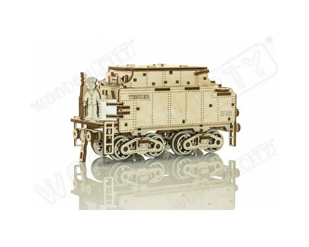 Wooden city - Expres cu vagon pe sine - puzzle mecanic 3D, Wooden.City