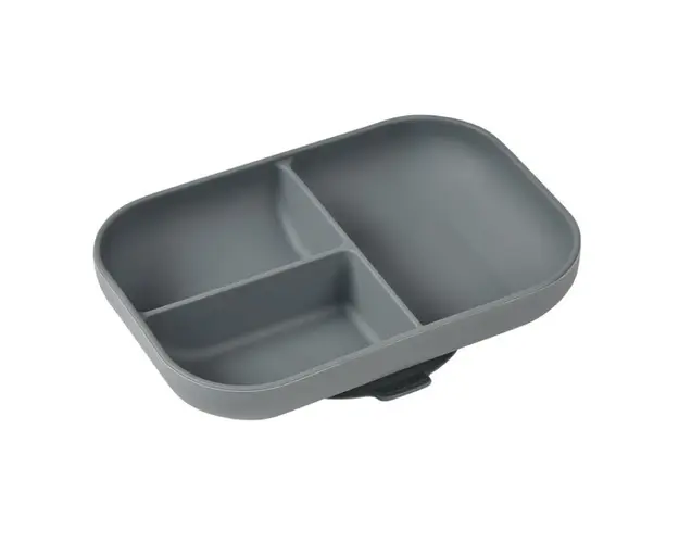 Farfurie compartimentata din silicon cu ventuza Beaba Mineral Grey