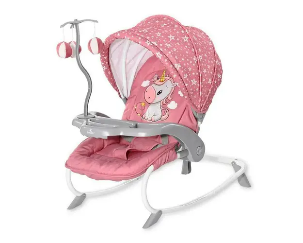 Lorelli - Fotoliu Balansoar Dream Time Pliabil, Cu leganare, Cu bara detasabila Velvet, 70x43 cm, Roz