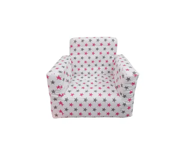 Fotoliu din burete pentru copii MyKids Stelute White Grey Pink
