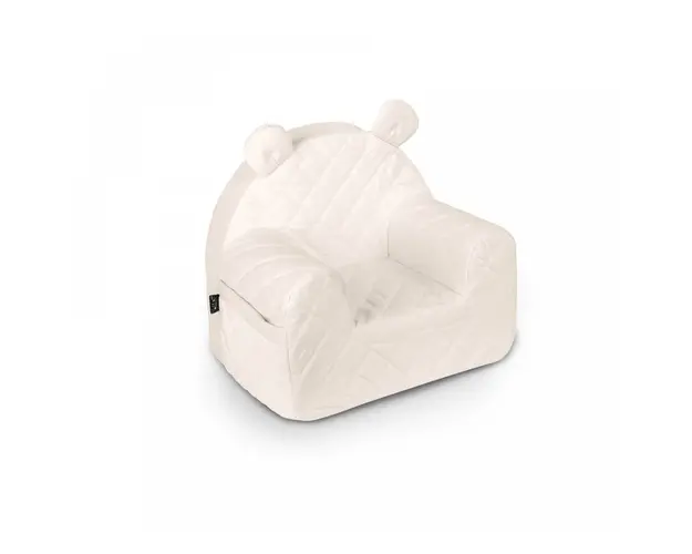 Fotoliu pentru copii cu spatar, catifea Velvet Ursulet Teddy Ecri