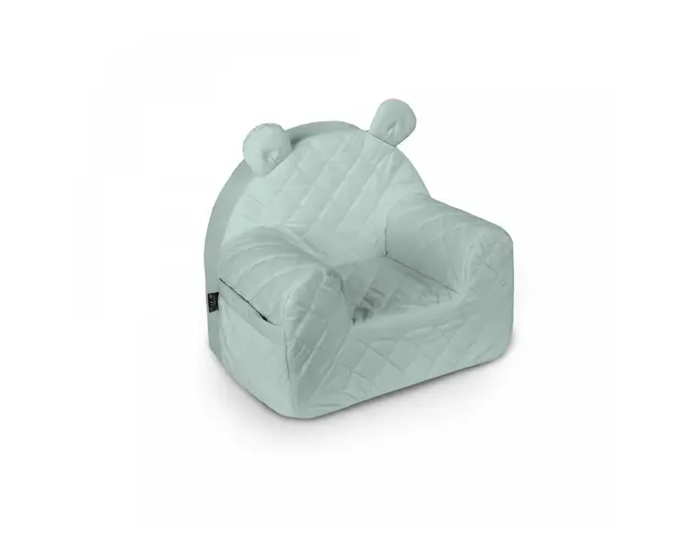 Fotoliu pentru copii cu spatar, catifea Velvet Ursulet Teddy Mint