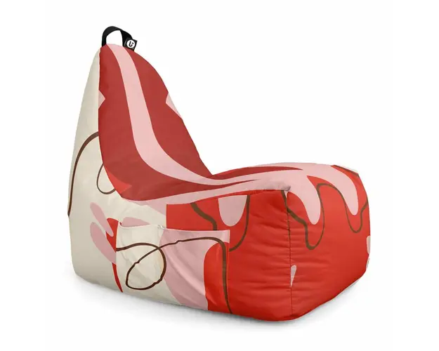 Fotoliu Puf Bean Bag tip Chill XL, Abstract Jungle Rosu
