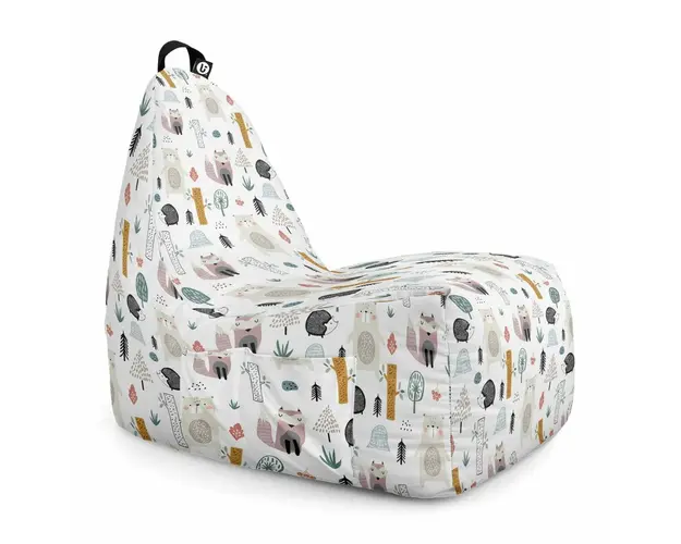 Fotoliu Puf Bean Bag tip Chill XL, Arici Si Vulpe Alb