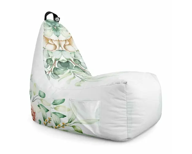 Fotoliu Puf Bean Bag tip Chill XL, Floral Alb
