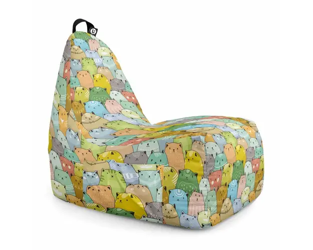 Fotoliu Puf Bean Bag tip Chill XL, Invazia Pisicilor Ocru